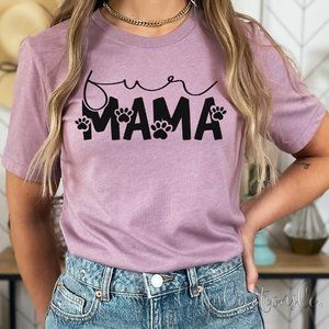 Fur mama paw print design womens graphic short sleeve t shirt